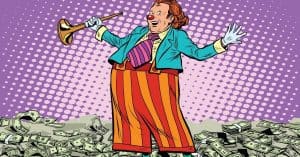 Vector of clown like person and funny ways to save money.