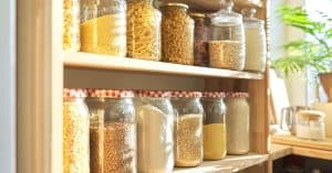 tidy pantry shelves after a challenge to use up excess food.